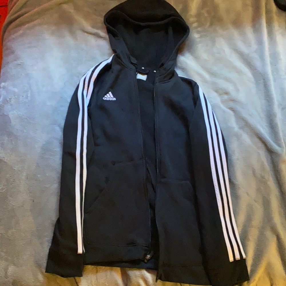 Black zip up adidas sweater